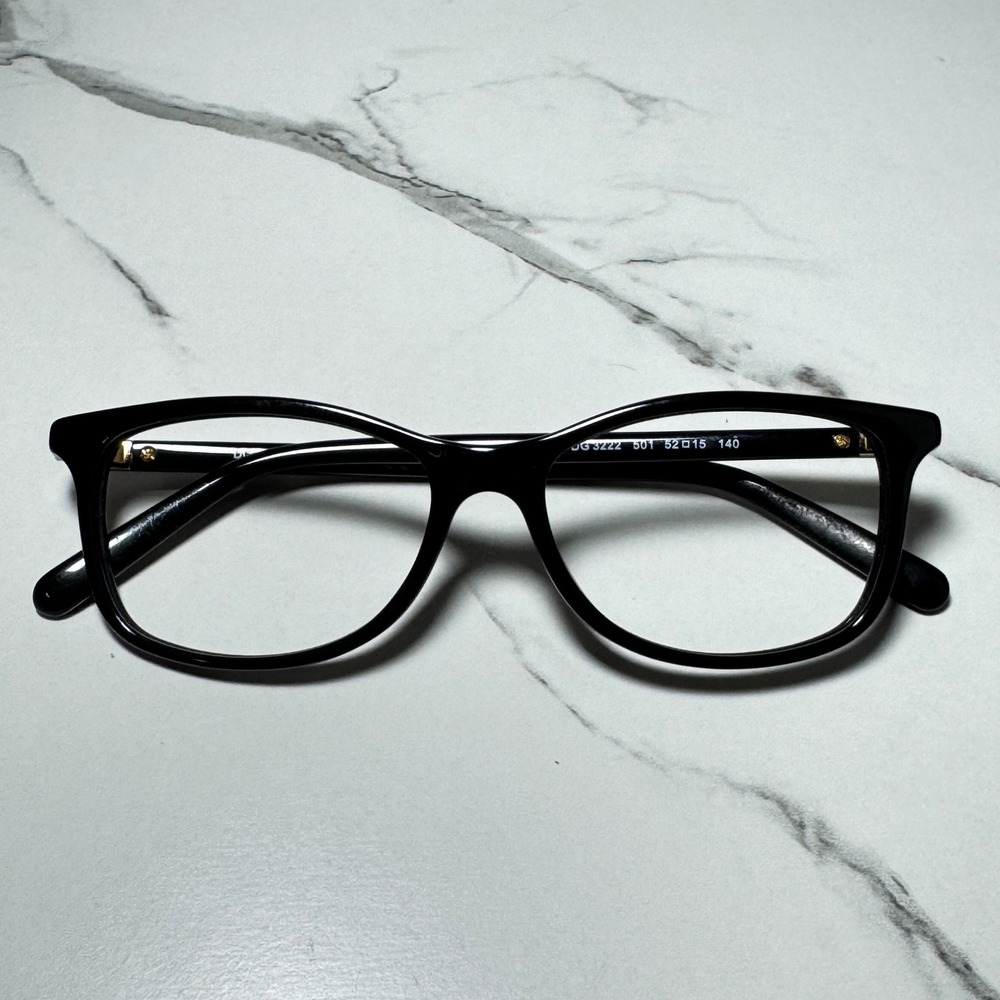 Dolce & Gabbana DG 3222 501 Black Gold Rectangular Eyeglass Frames 52-15-140